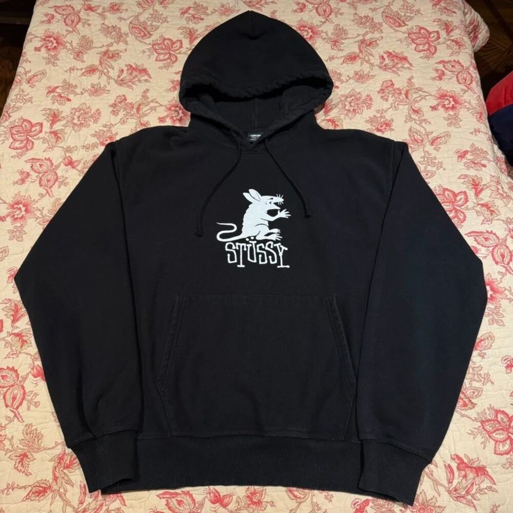 Vintage Stussy Rat Graphic Black Thick Cotton Lofty fit Hoodie!